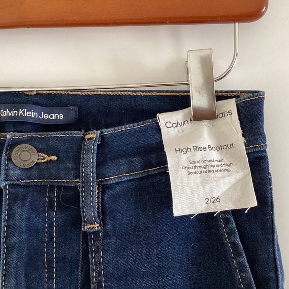 Calvin Klein Jeans High Rise Boot Cut Dark Denim Wash Patch Pockets - Picture 2 of 14